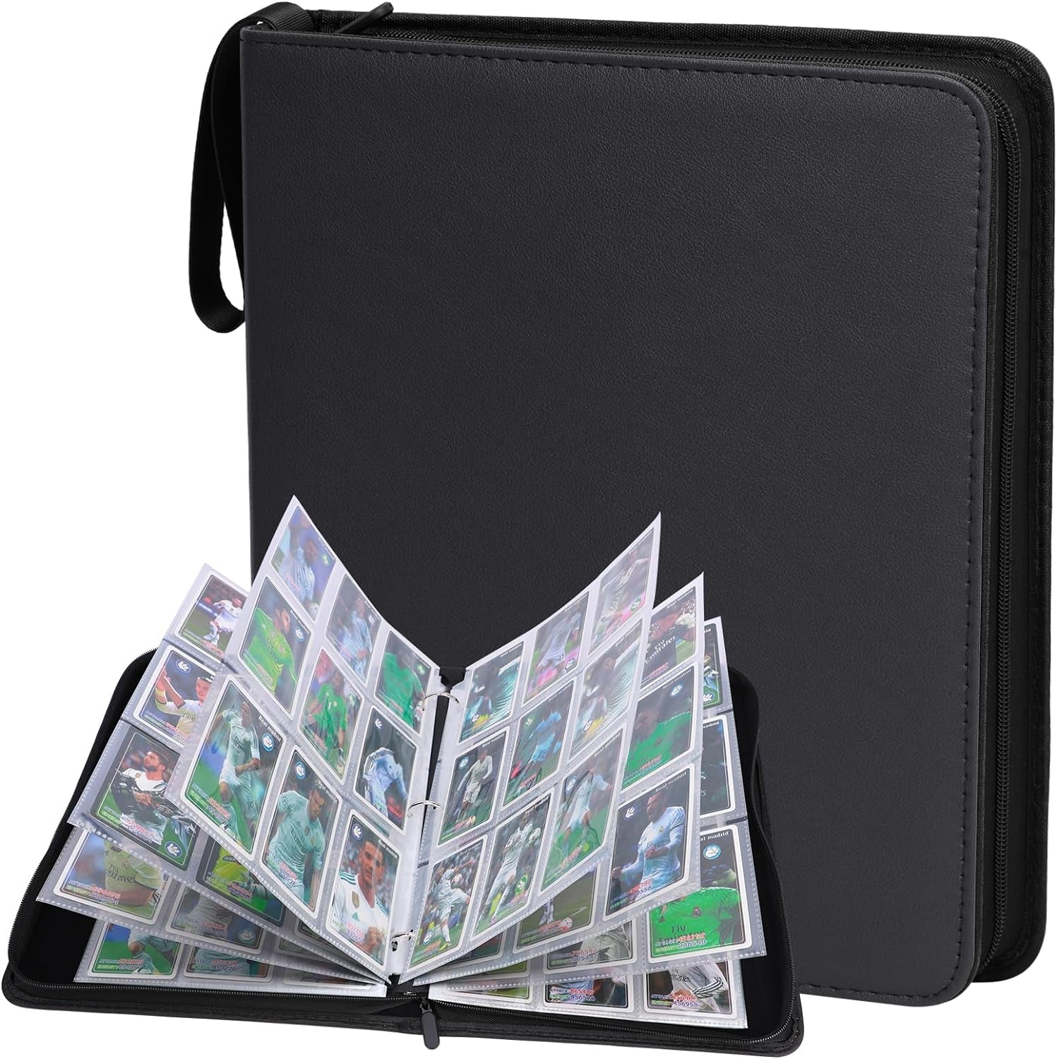 900 Pockets Trading Card Binder Sleeves Baseball Card Binder Sleeves, Trading Card Holder Carrying Card Case Fit for Baseball Cards, Trading Cards, Football Cards (Black)